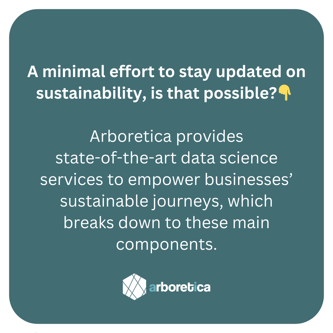 arboretica's tweet photo. A minimal effort to stay updated on #sustainability, is it possible?👇

Arboretica provides #datascience services to empower businesses’ sustainable journeys. What technologies can help your company implement such solutions?
https://t.co/3NVtvFXY9o
info@arboretica.com
#innovation https://t.co/ORHWQNVqub