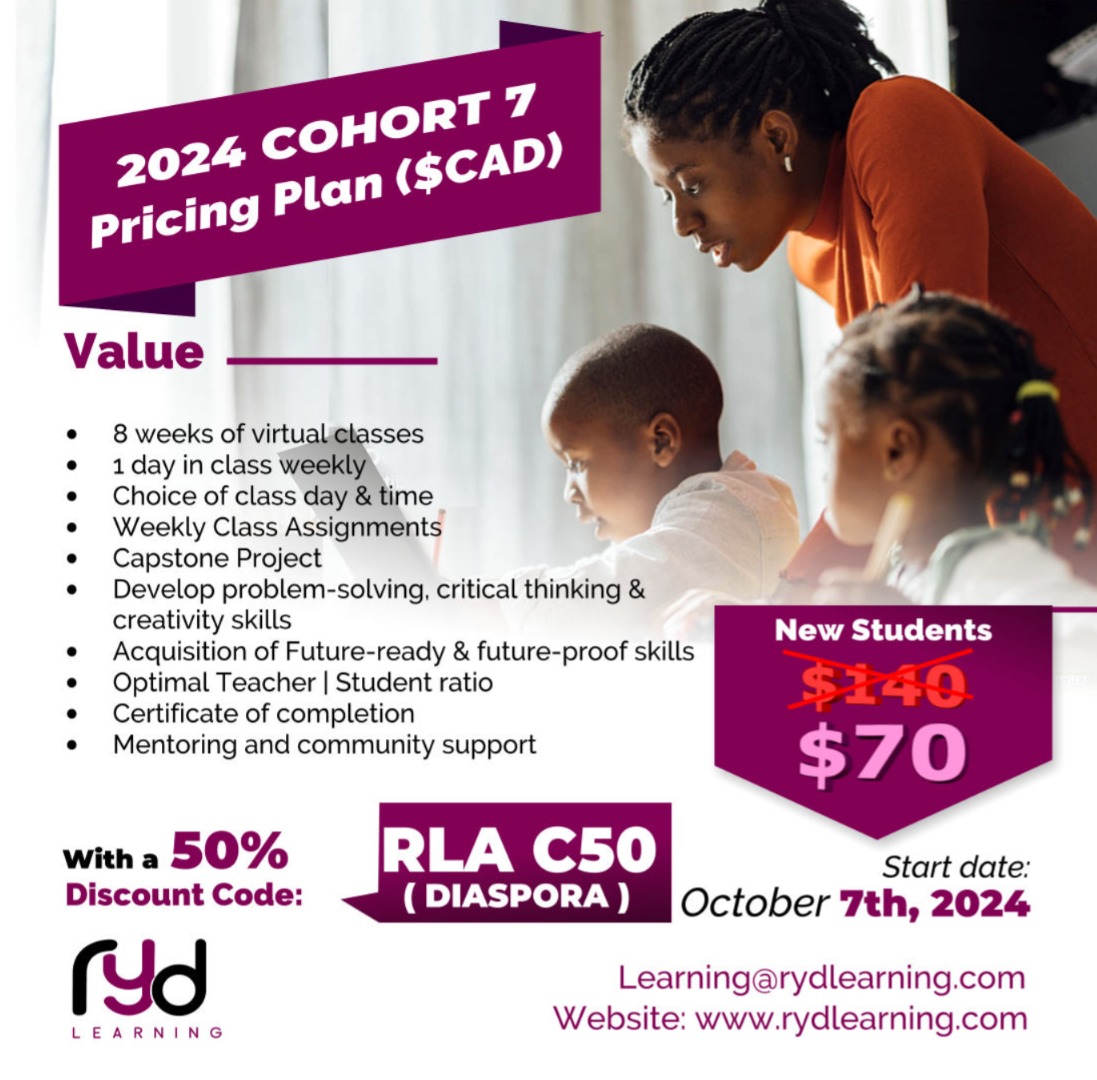 rydLearning's tweet photo. ⏰ Don't Miss Out! 50% Off Coding for Your Child

This limited-time offer won't last long, so claim your spot today.

To learn More:
Visit: https://t.co/pOOqVShGtd  
Call: +1-833-737-1275

#RYDLearning #CodingForKids #limitedtimeoffer https://t.co/60zkwnBPTr