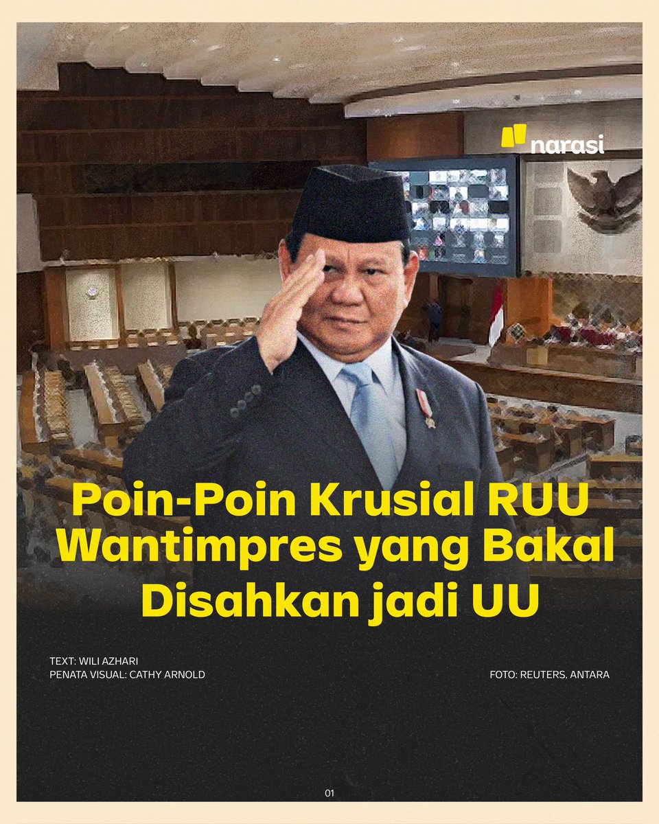 NarasiNewsroom's tweet photo. Udah ada yang tahu belum isi RUU Dewan Pertimbangan Presiden (Wantimpres) yang bakal disahkan jadi Undang-Undang?

Cek deh, ini beberapa poin krusial dalam RUU Watimpres. 

| Narasi Daily https://t.co/DIvQIozJ0u