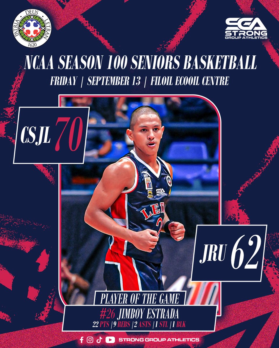 stronggroupathl's tweet photo. FIRST WIN HIGH! βοΈ
The Letran Knights bounce back with a bang, securing Allen Ricardo's first victory as college head coach with a thrilling win over JRU πͺ
#StrongerTogether #ArribaLetran https://t.co/jqDdOpwo0B