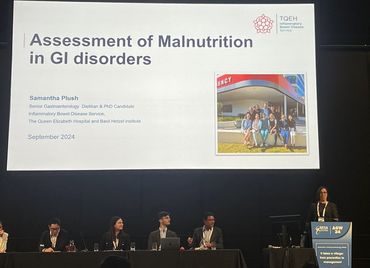 I was fortunate to be able to present on #DiseaseRelatedMalnutrition at #AGW24! Great to be part of the discussion about holistic #IBD care 
<a href="/ADL_IBD/">Adelaide IBD Group</a> <a href="/TQEHofficial/">The Queen Elizabeth Hospital</a> <a href="/BHIresearch/">Basil Hetzel Institute</a>