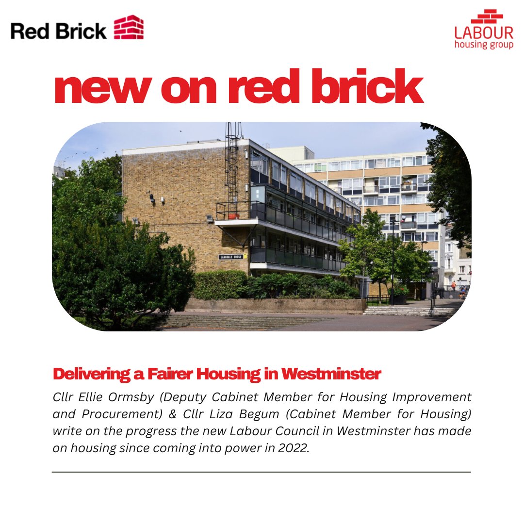 “For many of us in local government, a pro-social housing and house building national government isn’t just a welcome relief, but a necessity“

<a href="/ormsby_ellie/">Cllr Ellie Ormsby</a> and <a href="/LizaBegum_/">Liza Begum</a> write on the progress the Labour Council in Westminster has made on housing  👇

redbrickblog.co.uk/2024/09/delive…