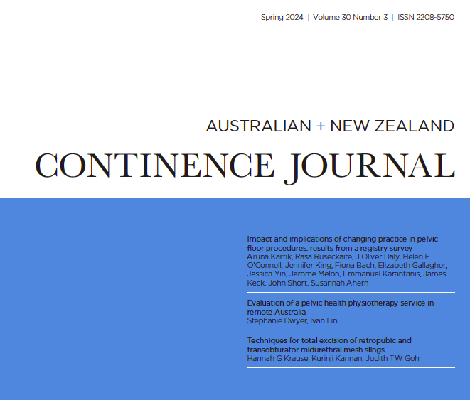 ANZCJ 30(3) Spring 2024 is now online. This edition we focus on #pelvichealth and are delighted to publish three papers focusing on different aspects of medical intervention. #ANZCJ #research #pelvicfloor #pelvicmesh #meshremovalsurgery #continence journals.cambridgemedia.com.au/anzcj