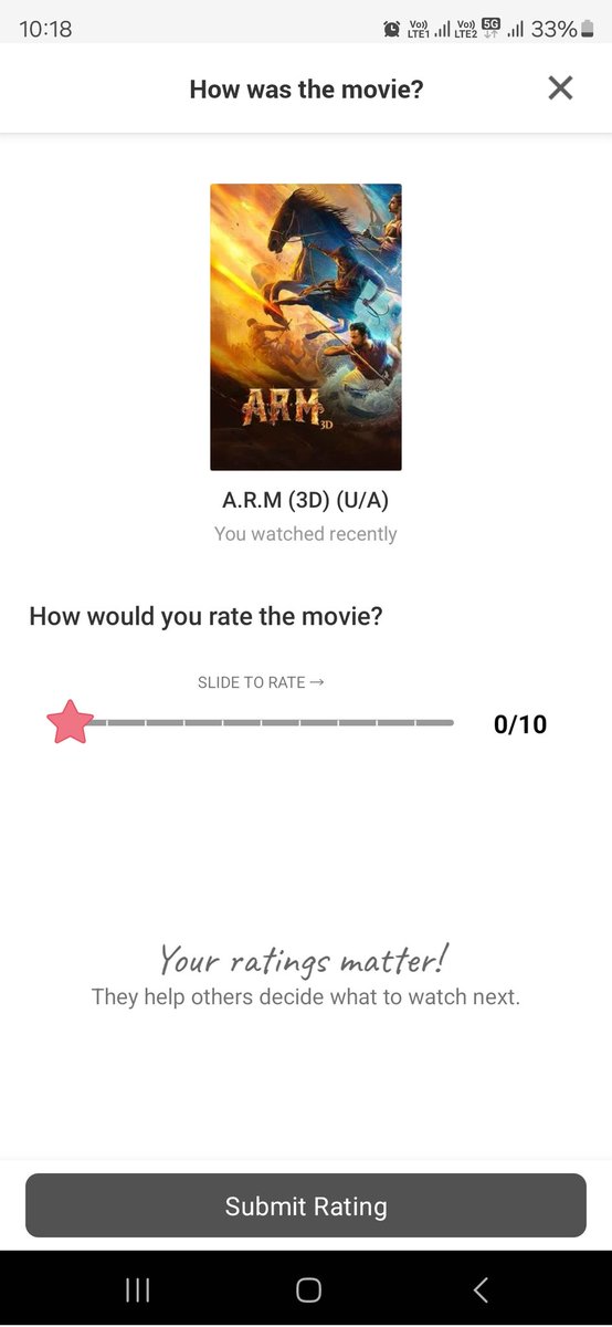 drashvinsc's tweet photo. @bookmyshow how can I rate a movie without watching it 😡
I booked 6 tickets for ARM malayalam for 6:15 pm show on 12th September @_PVRCinemas in nilamber triumph mall vadodara, gujarat https://t.co/vix5YpF2ww