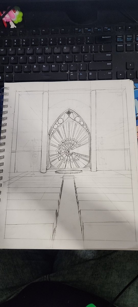 FishForestof's tweet photo. Was going through an old sketchbook and found this piece from an art class in college. I think it could still be cool in a game or something. Maybe I'll recreate it digitally and add some color sometime https://t.co/liDZPEIj35