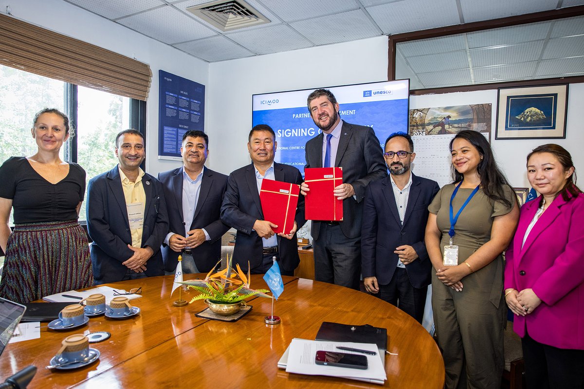 ICIMOD and <a href="/UNESCO/">UNESCO 🏛️ #Education #Sciences #Culture 🇺🇳</a> revive historic partnership for the Hindu Kush Himalaya.

Today, ICIMOD and <a href="/UNESCOKathmandu/">UNESCO Kathmandu</a> renewed and expanded their longstanding partnership with the signing of a strategic Partnership Agreement at ICIMOD’s headquarters in Kathmandu.  

This Agreement,
