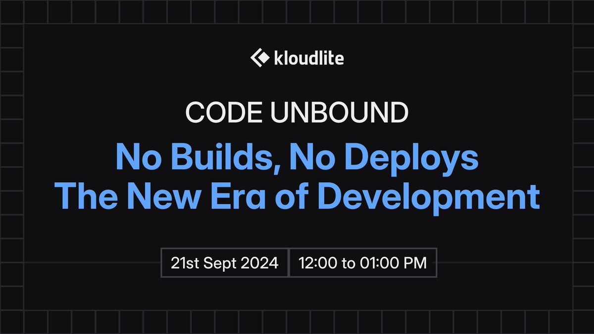 KloudLite's tweet photo. Ready to revolutionize your development workflow? Join us for an exciting and insightful webinar, “Code Unbound: A New Era of Development with Workspaces &amp; Environments”! 

Join us here: https://t.co/Jzf6nBN09U

#DevOps #DeveloperExperience #FutureOfCoding #NewEraOfDevelopment https://t.co/jfOD6MZ8u2