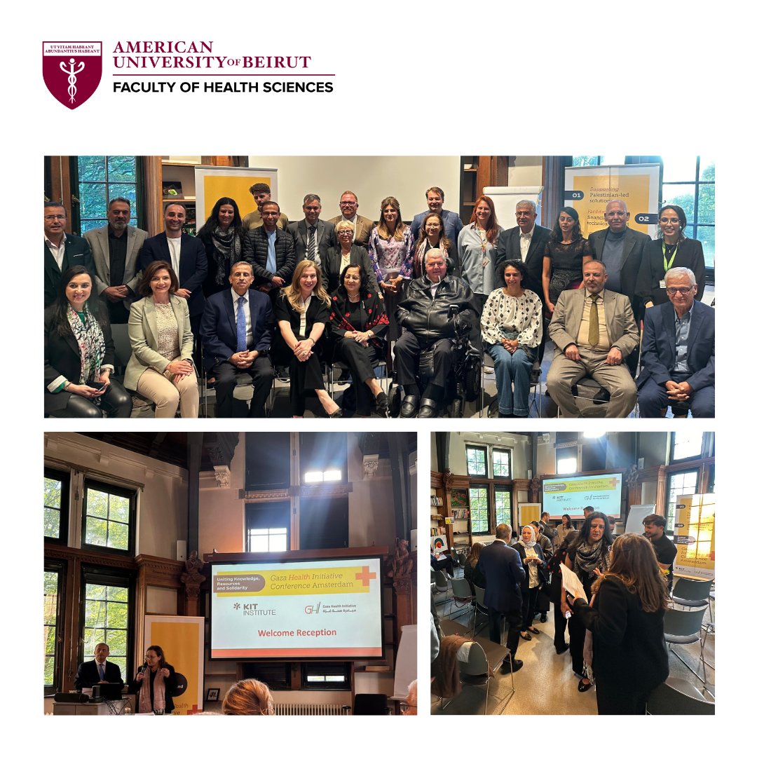 FHS_AUB's tweet photo. The Gaza Health Initiative conference, entitled "Uniting Knowledge Resources and Solidarity", held a welcome reception at KITโRoyal Tropical Institute in Amsterdam.
#FHS #AUB #health4Gaza #uniteforhealth #healthsystems #UKRS2024 #globalhealth #gazahealthsector #JusticeForGaza https://t.co/HlrStWv30K