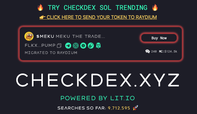 GetLitAI's tweet image. Congrats to the @MEKUsolana team on sending it from Pump to Ray!

#checkdex