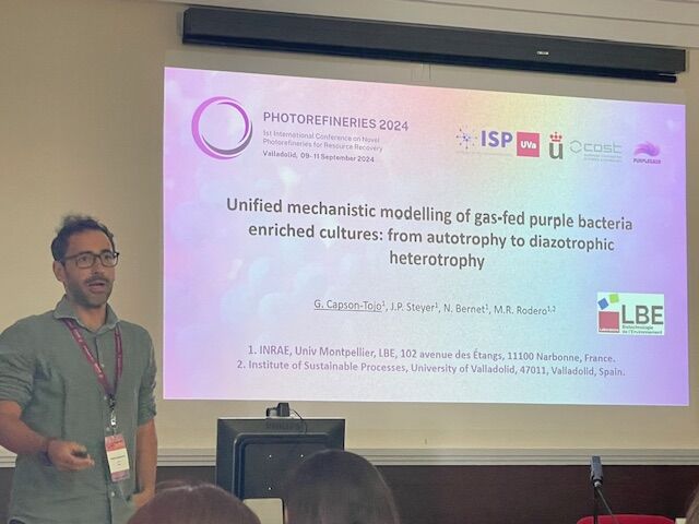 LBE INRAE (@lbe_inrae) on Twitter photo The LBE was present at the 1st International Conference on Novel Photorefineries for Resource Recovery #photorefineries2024 held in Valladolid, Spain. Gabriel Capson-Tojo presented his work on modelling of gas-fed purple bacteria #PPB <a href="/INRAE_TRANSFORM/">INRAE TRANSFORM FoodBioprodWasteEng</a> <a href="/PurpleGainCOST/">PurpleGain</a> The LBE was present at the 1st International Conference on Novel Photorefineries for Resource Recovery #photorefineries2024 held in Valladolid, Spain. Gabriel Capson-Tojo presented his work on modelling of gas-fed purple bacteria #PPB <a href="/INRAE_TRANSFORM/">INRAE TRANSFORM FoodBioprodWasteEng</a> <a href="/PurpleGainCOST/">PurpleGain</a>