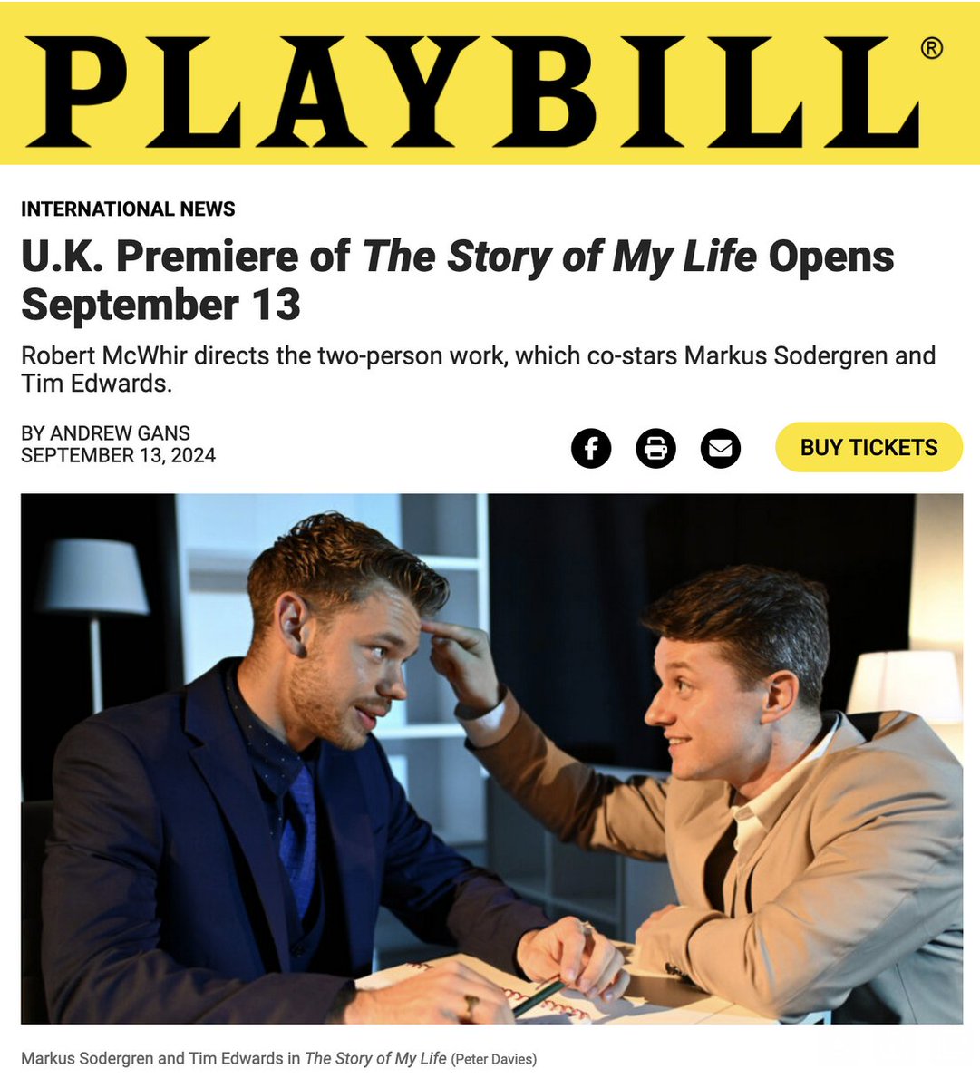 Press Night tonight for The Story of My Life at the Stage Door Theatre - Playbill reports in New York playbill.com/article/u-k-pr…