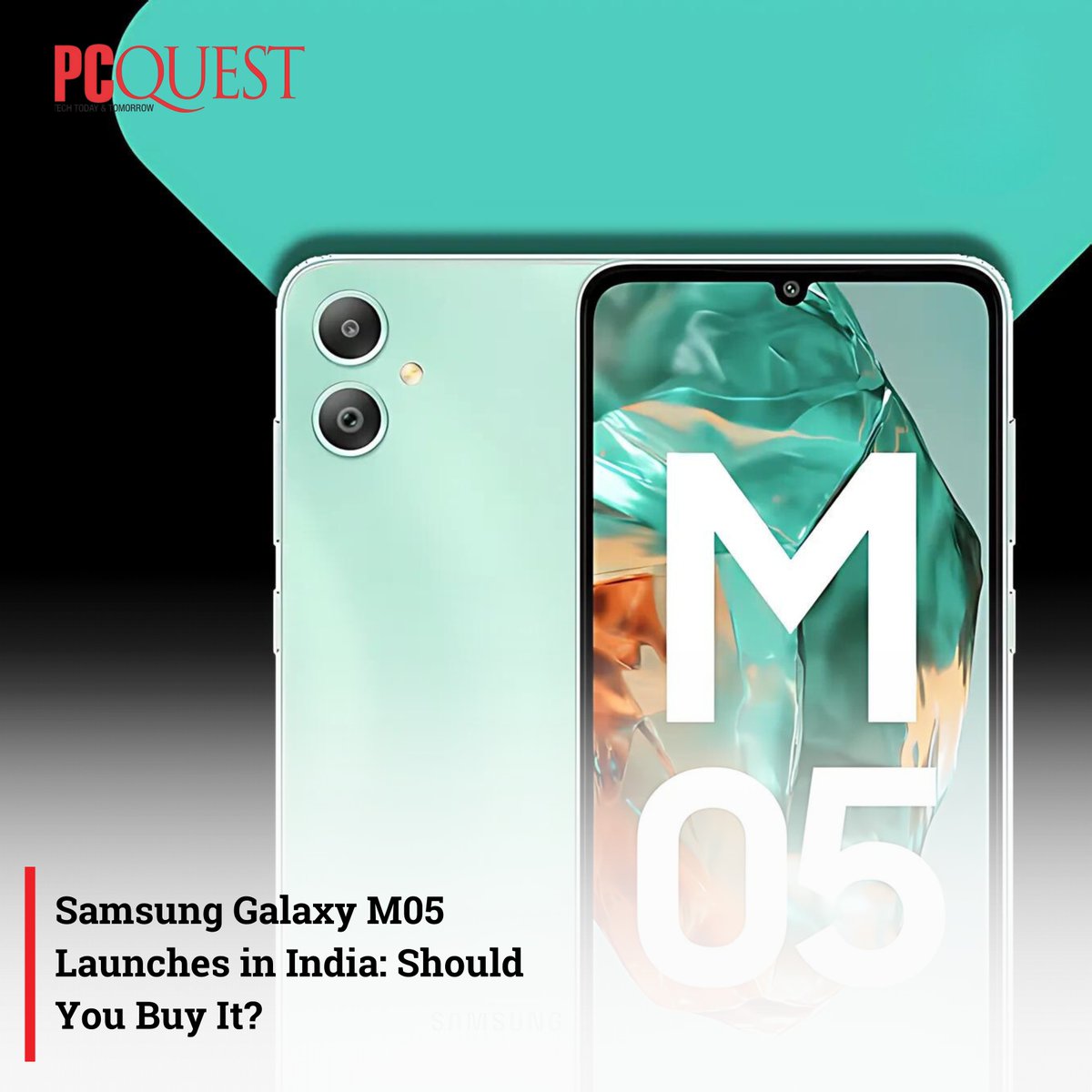 pcquest's tweet image. Samsung Galaxy M05 launched in India at Rs. 7,999! Featuring a 50MP camera, 5000mAh battery, and MediaTek G85. Perfect for budget users! 

#SamsungM05 #BudgetPhone #TechLaunch @SamsungIndia @SamsungMobile @Samsung 

Read More: pcquest.com/smartphones/sa…