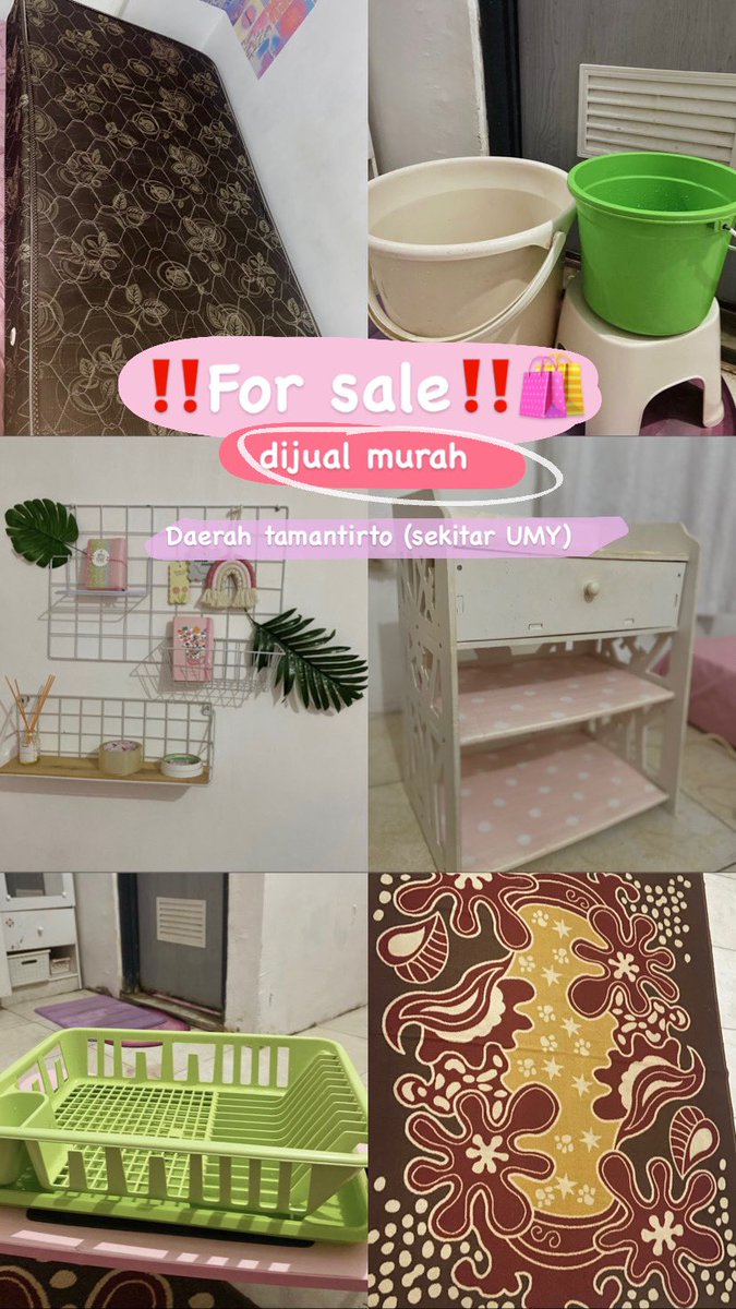 Lil_Tinkerbelll's tweet photo. wts // want to sell // dijual murah🔥

🛒 Spring bed, rak dinding, jemuran, rak piring, ember, meja lampu

📍Tamantirto, Kasihan, Bantul (Sekitar UMY)

Barang bekas jogja / barang kos / kos jogja / dijual murah barang kos jogja / umy https://t.co/CXHK9A5XHY