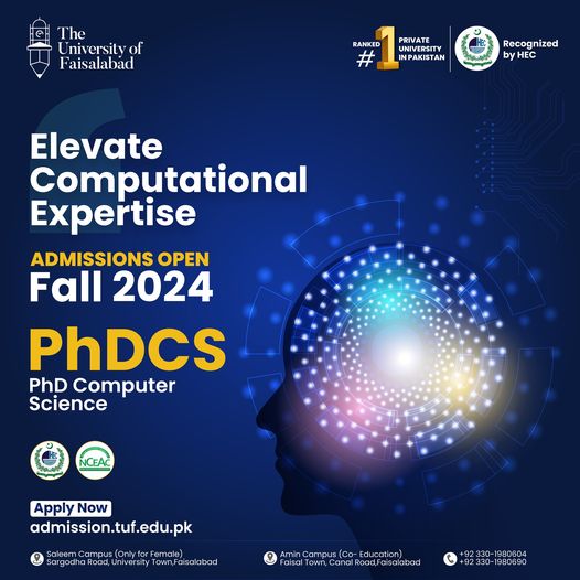 unioffaisalabad's tweet image. Push the boundaries of knowledge with our PhD in Computer Science! Engage in groundbreaking research, contribute to academic advancements, and shape the future of computing.
Apply Now: admission.tuf.edu.pk
WhatsApp: 03301980690 – 03301980604
#PhDComputerScience #DiscoverTUF