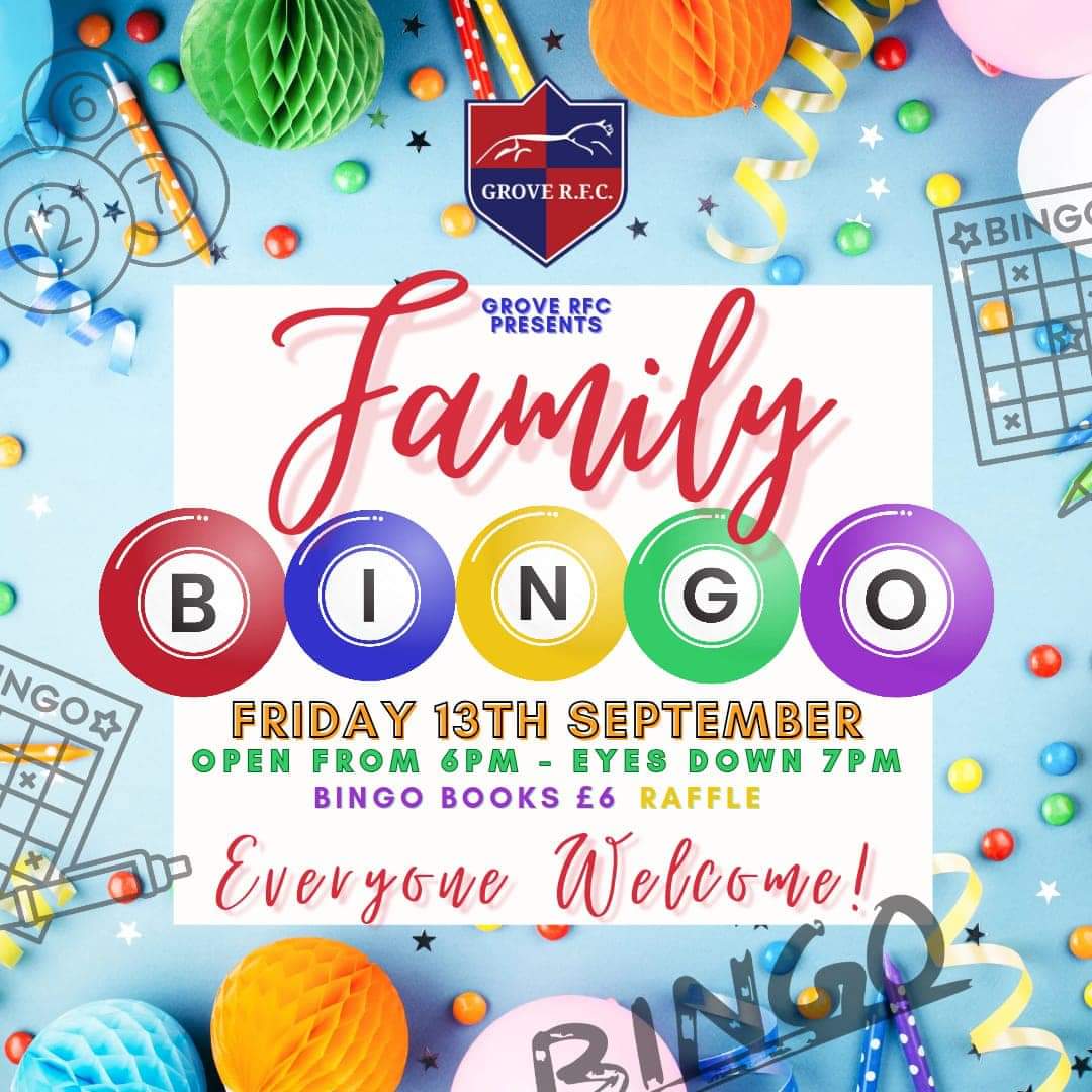 GroveRFC's tweet image. Family bingo is here… tonight’s the night
Come along and enjoy the fun
Everyone welcome 🤗