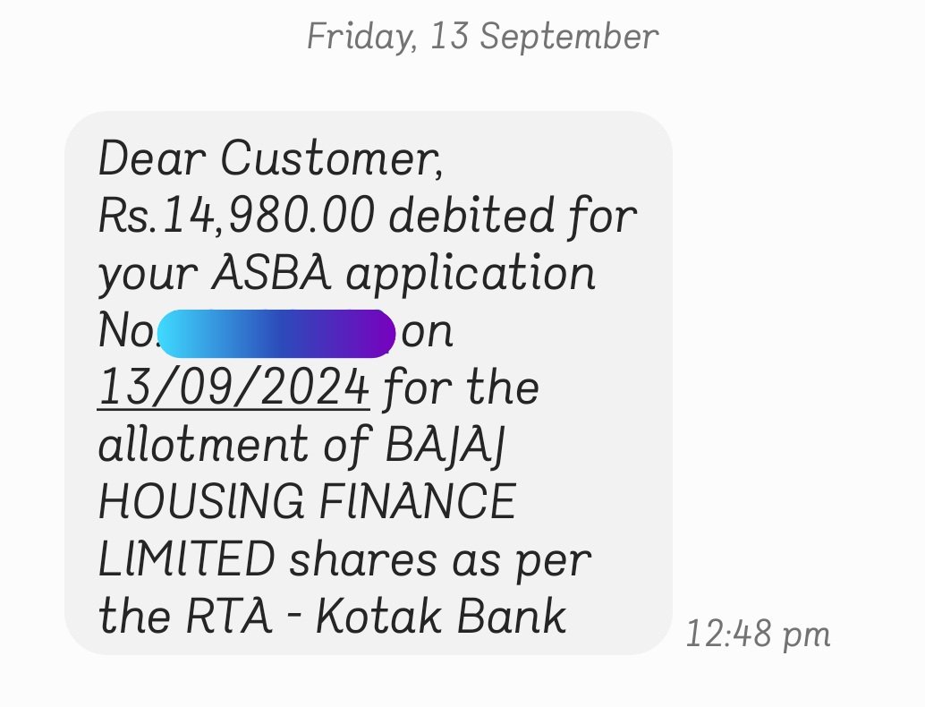 itz_KKRaja's tweet image. My first #ipoallotment #BajajIPO #bajajhfl