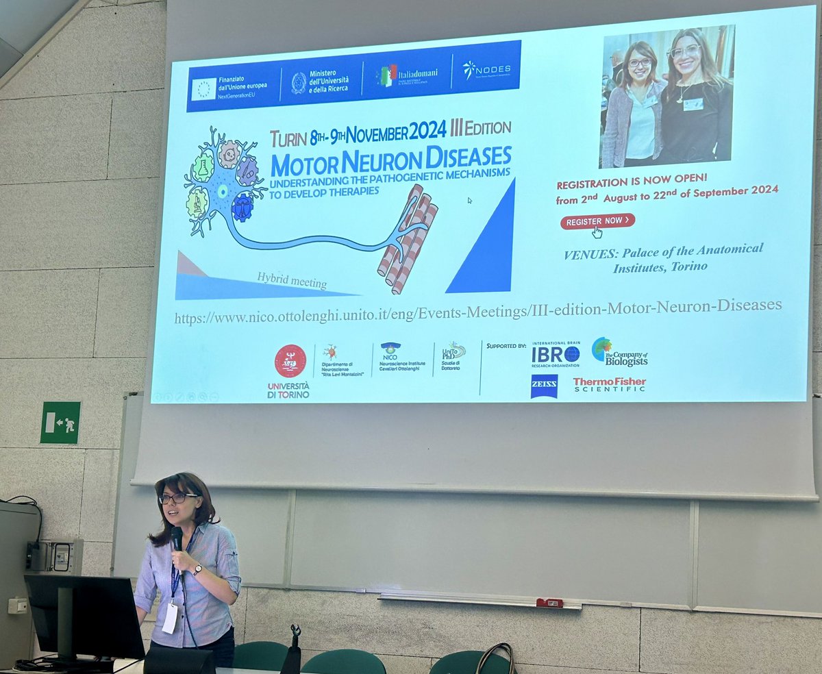 My partner in crime <a href="/MarinaBoido80/">Marina Boido</a> advertising our workshop 🥰 at the #SIAI in Genova today during her talk on #SMA Remember to register by Sept. 22! 👉🏻 nico.ottolenghi.unito.it/Agenda/8-9-Nov…