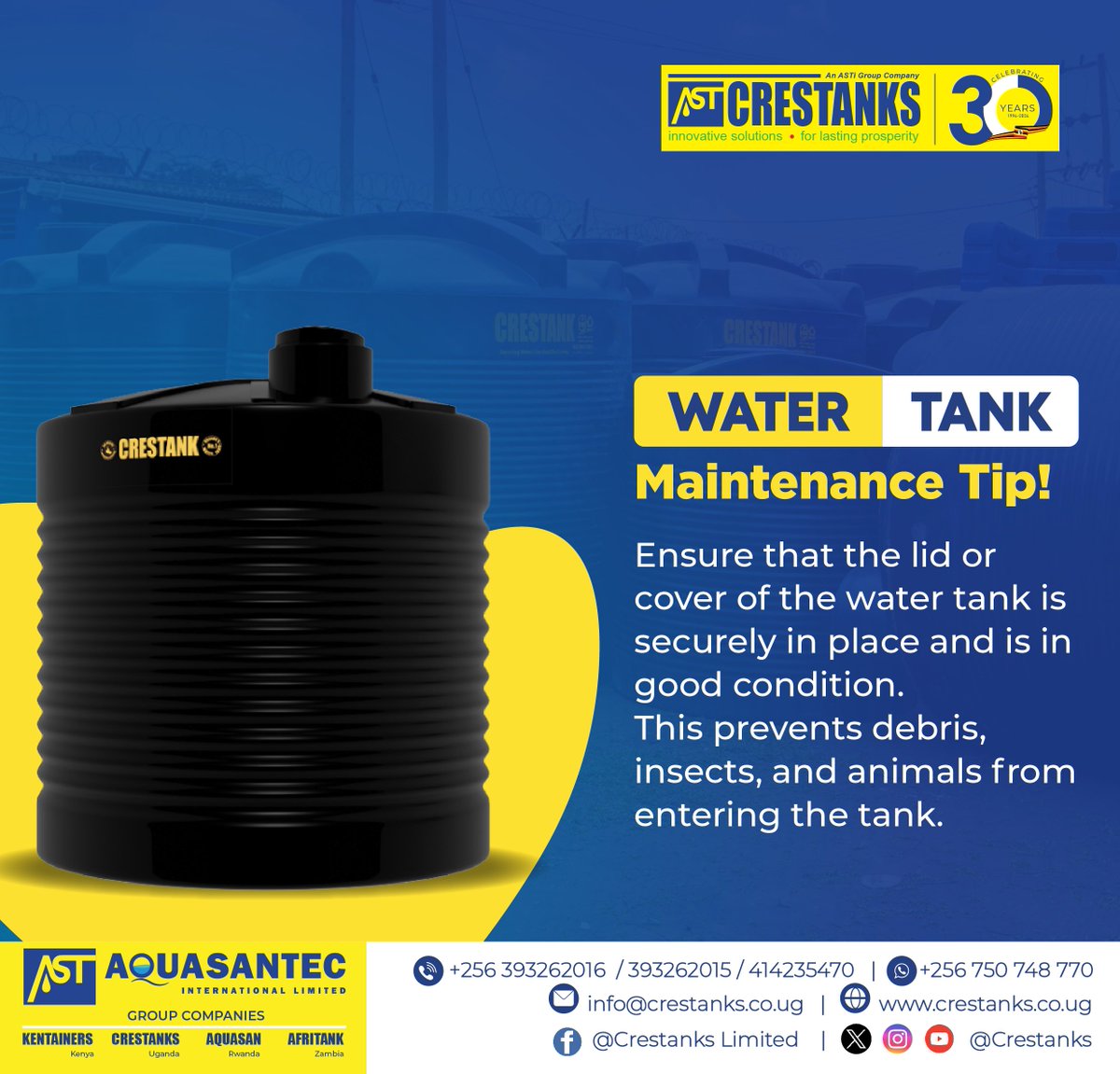 crestanks's tweet photo. By doing this, you can ensure that your water tank provides safe and clean water for your household or business needs.
#Crestanks #plasticproducts #WaterTank #WaterTankMaintenance #MaintenanceTip https://t.co/2KeM4ER9Aa