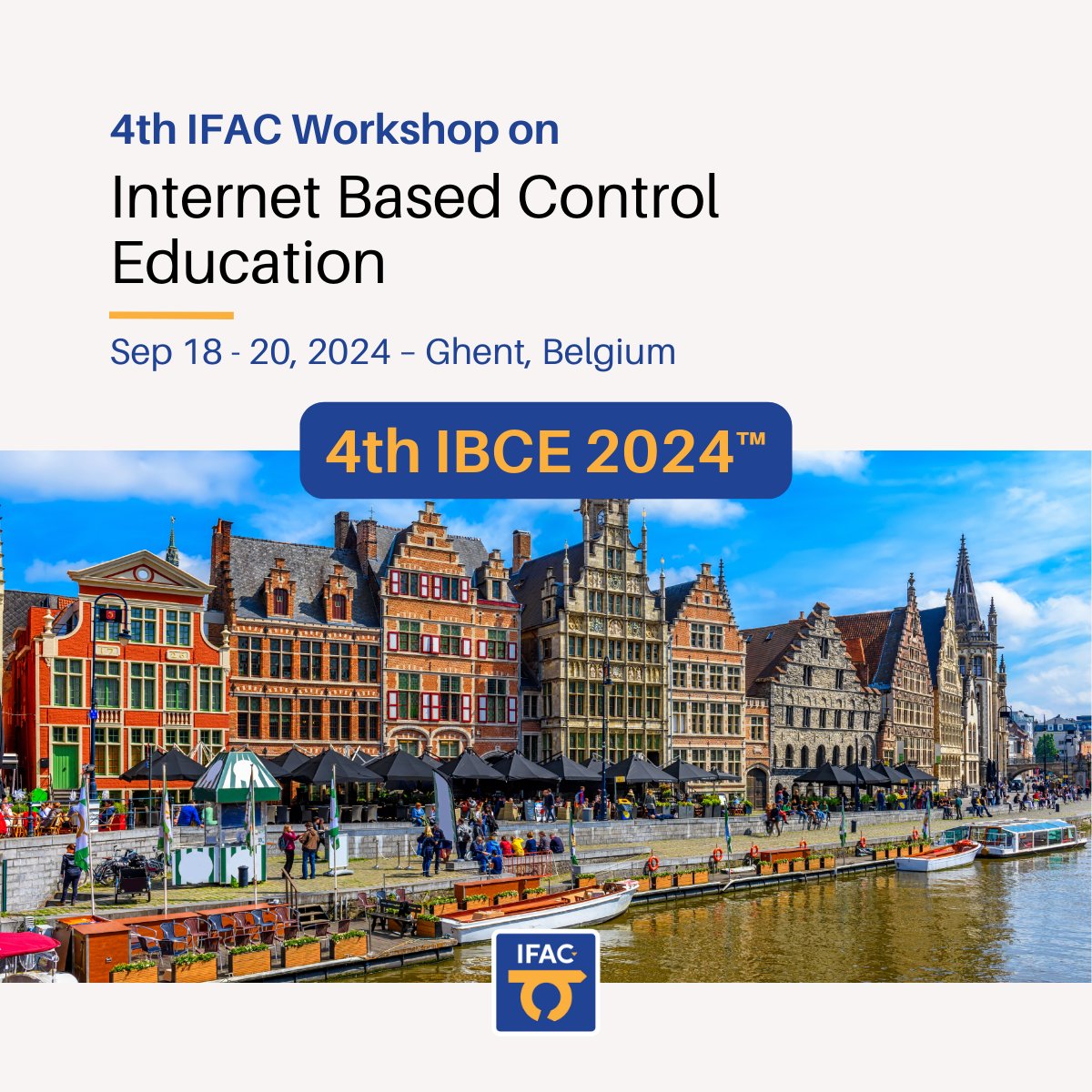 IFAC_Control's tweet image. The IFAC Workshop on Internet Based Control Education - 4th IBCE 2024 is happening in Ghent, Belgium from Sep 18 - 20, 2024.
A significant event for the latest in research and development.
More details: ibce24.ugent.be
#IBCE2024#IFACcontrol