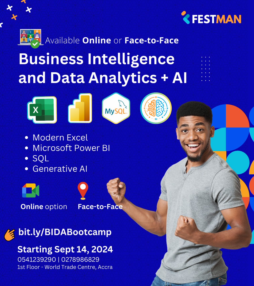 Don't miss our exclusive Open Day for our Business Intelligence, Data Analytics, and AI Bootcamp- online and in person.

Date: 14th September 2024
Time: 9am - 1:30pm UTC
Platform: Virtual (Google Meet)
Location: World Trade Center, 1st Floor

Register now: lu.ma/t3y8iz5m
