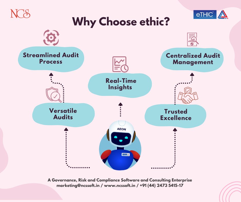 NCSSoft's tweet image. eTHIC helps organizations across various sectors achieve their audit and compliance goals. Contact us at ncssoft.in to digitize your entire audit management lifecycle.
#NCS #eTHIC #AuditDigitization #Compliance #AuditManagement #SecurePlatform #RiskMitigation