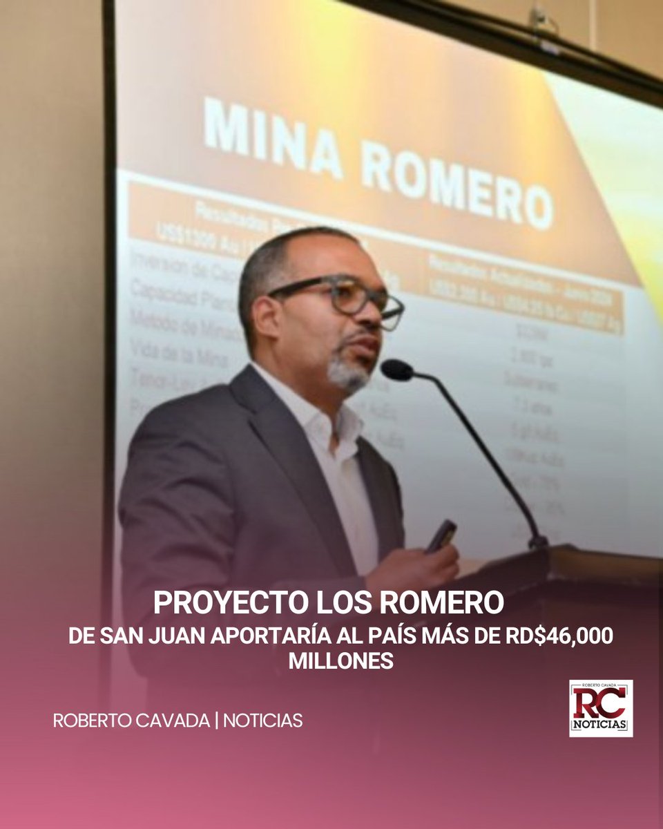 rcavada's tweet photo. #RCNoticias|Proyecto Los Romero de San Juan aportaría al país más de RD$46,000 millones

🔗https://t.co/VKFbARsdyO

#RobertoCavada #proyecto #aporta https://t.co/MLJPQTvjEC