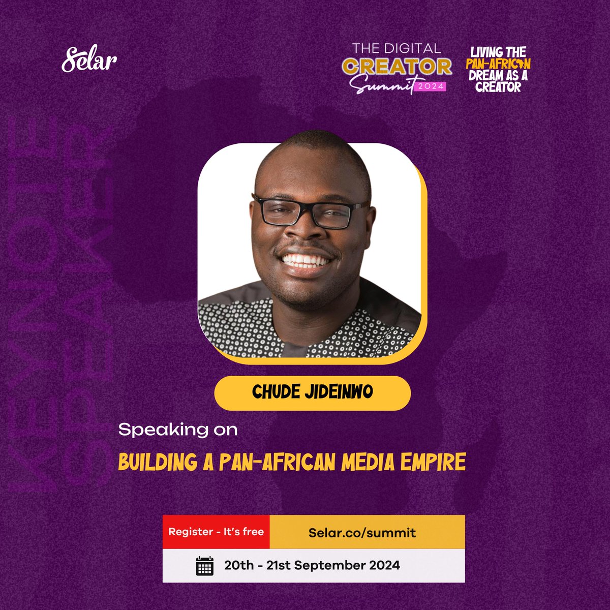tryselar's tweet image. Visit bit.ly/Selarcreatorsu… to hear @withchude speak at this year's #Selarcreatorsummit24   

Chude Jideonwo is the host and director of #WithChude, a popular talk show and podcast featuring Africa's top celebrities and leaders. He is also the CEO of withchude.com, a