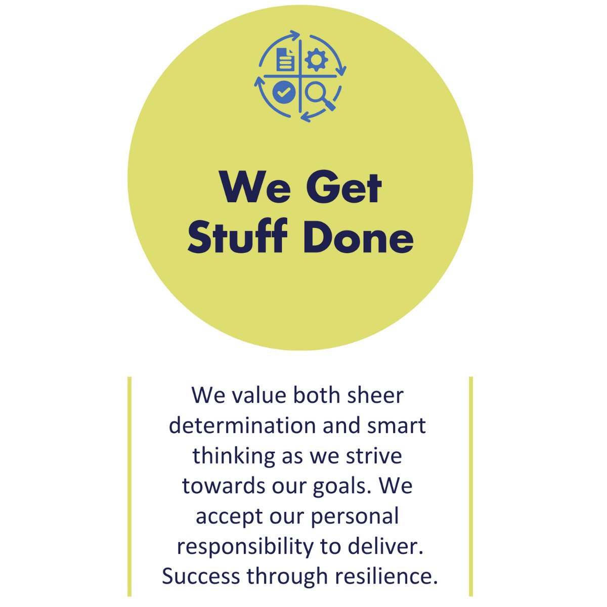 Our Core Values - 5...We get stuff done