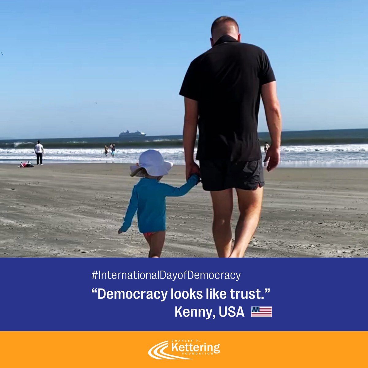 KetteringFdn's tweet photo. 🌎 "Democracy looks like trust." – Kenny, USA 🇺🇸

This Sunday, September 15, 2024, is the @UN  International Day of Democracy!

Join us in celebrating by sharing photos that define what democracy looks like. When you share your image, include and finish the following prompt: “Democracy looks like...” Tag us in your post and use #InternationalDayOfDemocracy and #KetteringFoundation to show us what democracy looks like to you! ✨