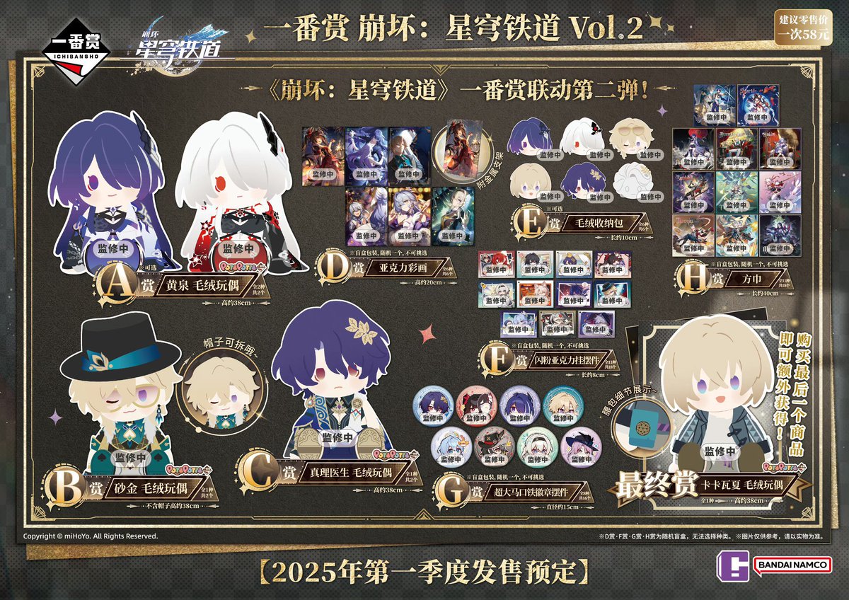 崩壊スターレイル 一番くじ Vol.2 バンダイ 中国 ぬいぐるみ アクリル