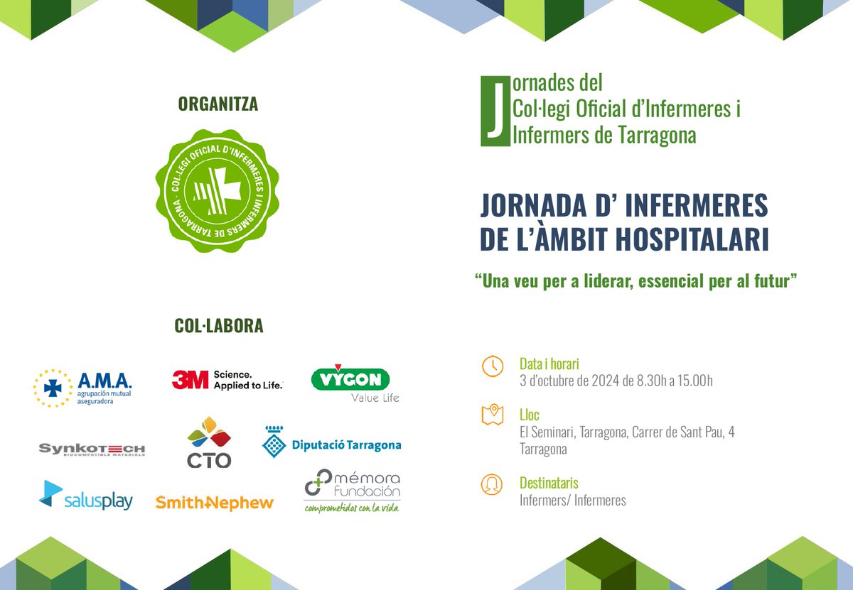 codita_tgn's tweet photo. Us fem arribar el programa DEFINITIU de la Jornada d'Infermeres de l'Àmbit Hospitalari de CODITA  i expressar-vos el nostre sincer agraïment per la resposta rebuda, amb la participació i assistència, ja que hem EXHAURIT les places màximes d'aforament de la sala. Us esperem! https://t.co/JwPowyUXuZ