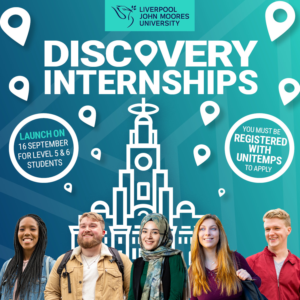 LJMU Student Futures team (@ljmucareers) on Twitter photo Discovery Internships launch on Monday for 2nd & final yr students. Apply for a 100-hr paid internship working for a local org on a project you can fit around studies - bit.ly/DiscoveryInter…
Register now with <a href="/UnitempsL/">Unitemps Liverpool John Moores University</a> so you are ready to go on Monday! portal.unitemps.com/register/candi… Discovery Internships launch on Monday for 2nd & final yr students. Apply for a 100-hr paid internship working for a local org on a project you can fit around studies - bit.ly/DiscoveryInter…
Register now with <a href="/UnitempsL/">Unitemps Liverpool John Moores University</a> so you are ready to go on Monday! portal.unitemps.com/register/candi…