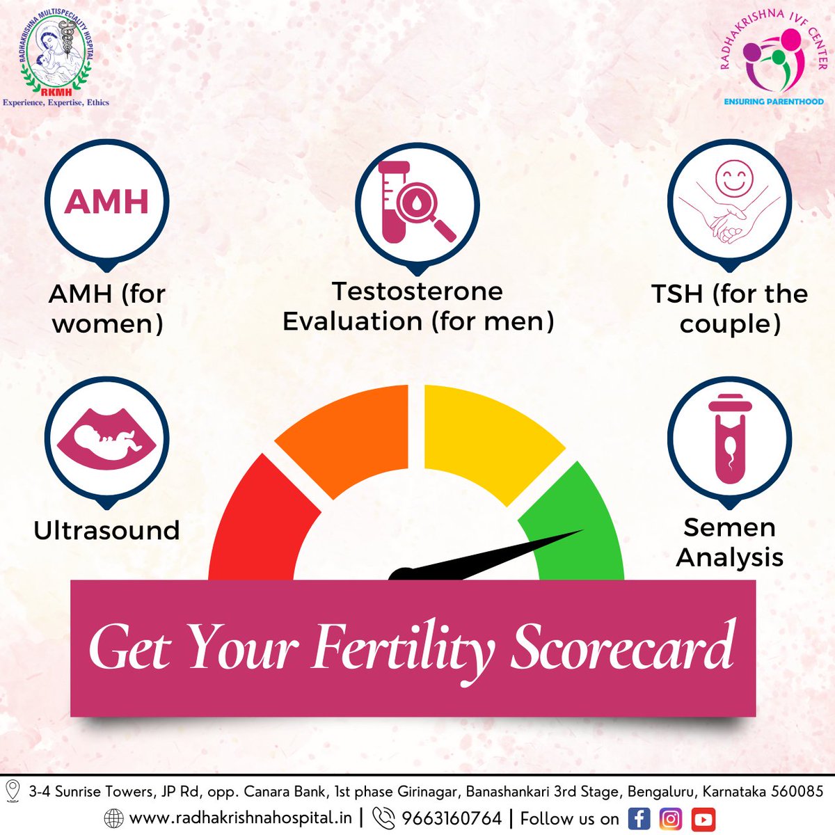 radhakrishnaivf's tweet image. ✨ Unlock insights into your fertility with our comprehensive scorecard!

𝐜𝐚𝐥𝐥 𝐮𝐬 𝐨𝐧: 9663160764

#FertilityScorecard #FertilityTesting #AMHTest #TestosteroneLevels #SemenAnalysis #HealthAndFertility #IVF #ivftreatment #ivfclinic #BengaluruIVF #DrVidyaVBhat #bengalurunews