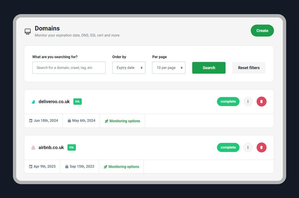 MadeWithLaravel's tweet image. .@domainmonitorio is a domain and website uptime monitoring tool #madewithlaravel & #madewithvuejs! It helps you keep track of upcoming domain and SSL expirations, website health and stability 🧘 - madewithlaravel.com/domain-monitor