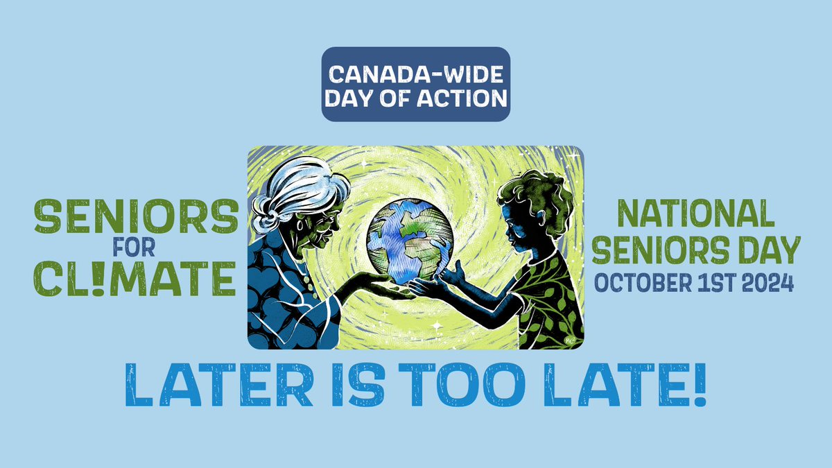 ArchibaldLake's tweet image. 1/2
#SENIORS FOR #CLIMATE &amp;gt; Day of Action October 1
More info &amp;gt; seniorsforclimate.org

#LaterIsTooLate #SeniorsForClimate #NationalSeniorsDayCAN @ClimateSeniors