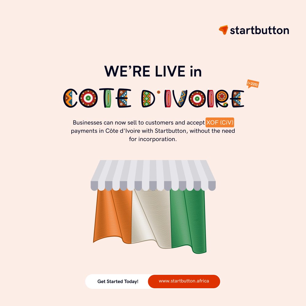 StartbuttonHQ's tweet photo. Startbutton is LIVE in CΓ΄te d'Ivoire! ππ
Merchants can now receive payments in XOF, making cross-border transactions even smoother. π
Ready to expand across Africa? Letβs make it happen! π
#BusinessExpansion #CrossBorderPayments #Fintech #CotedIvoire #Startbutton https://t.co/xxIypjjNL7