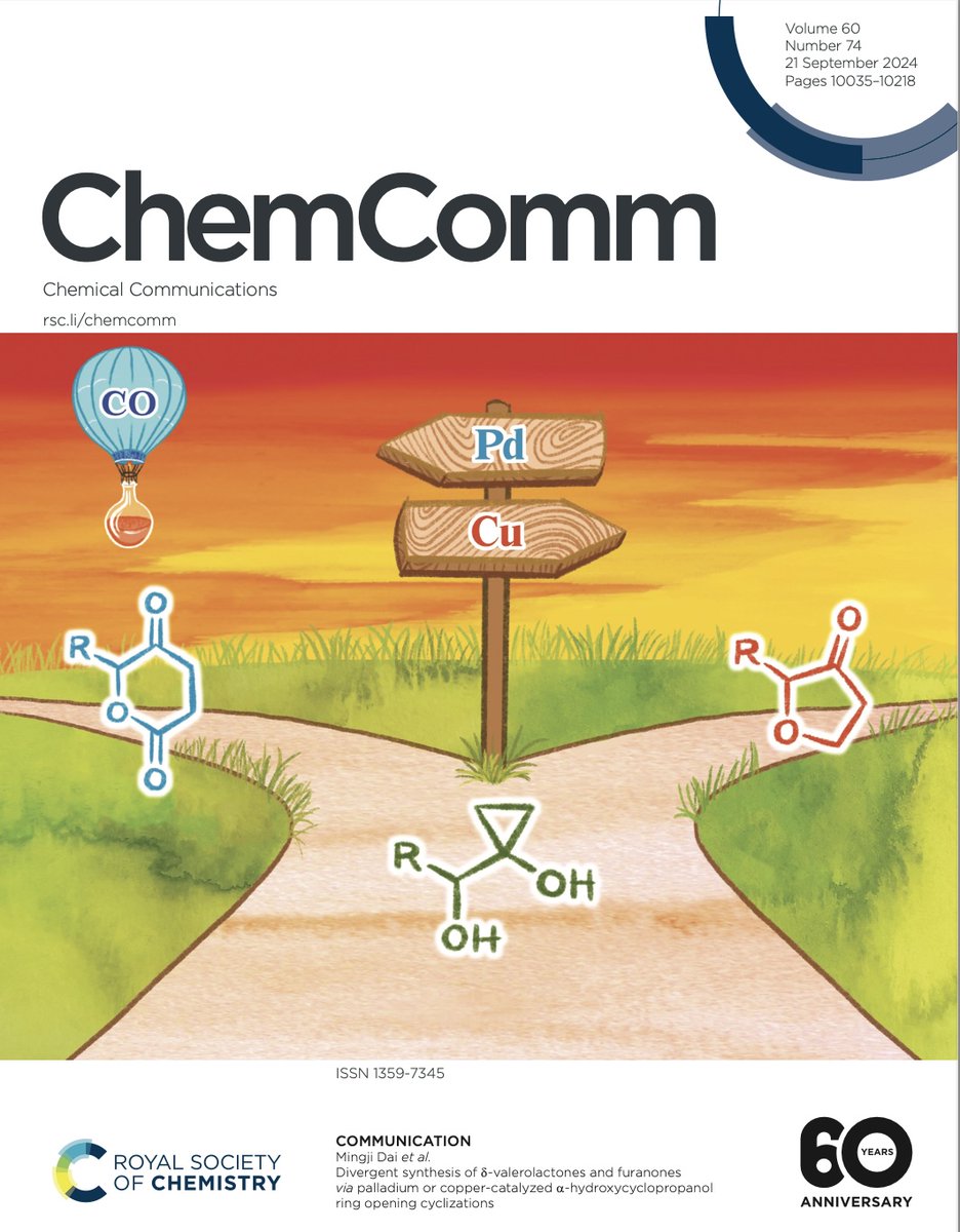 Mingji Dai (@mingjidai) on Twitter photo Happy to share that our recent divergent cyclopropanol ring opening chemistry was featured as the front cover of <a href="/ChemCommun/">Chemical Communications</a> 60th Anniversary Collection! The cover art was designed by <a href="/PedroHornChem/">Pedro Horn</a> and Paige Poppe!
pubs.rsc.org/en/content/art… Happy to share that our recent divergent cyclopropanol ring opening chemistry was featured as the front cover of <a href="/ChemCommun/">Chemical Communications</a> 60th Anniversary Collection! The cover art was designed by <a href="/PedroHornChem/">Pedro Horn</a> and Paige Poppe!
pubs.rsc.org/en/content/art…