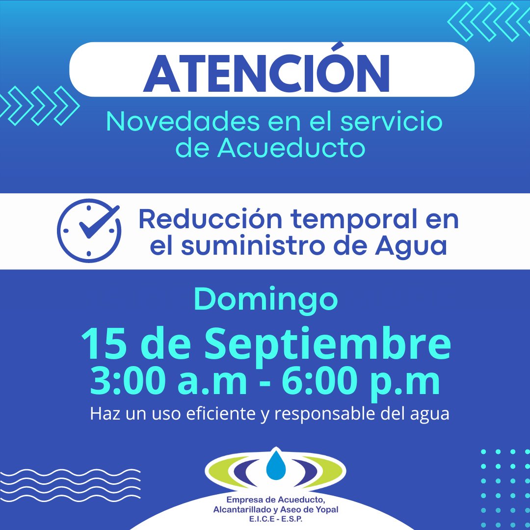 eaaayopal's tweet image. REDUCCIÓN TEMPORAL EN EL SUMINISTRO DE AGUA
eaaay.gov.co/noticias/comun…