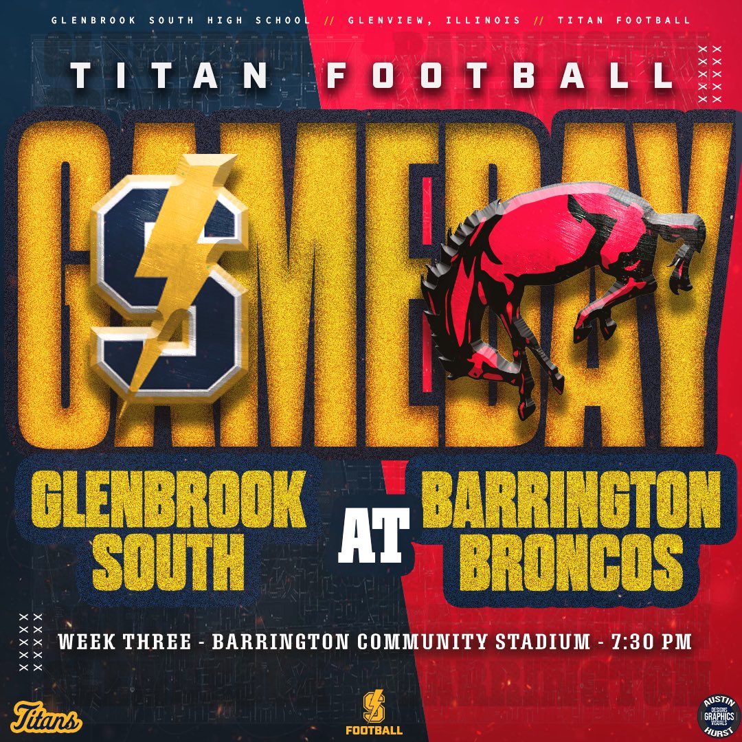 Week 3 GAME DAY for the Titans! Road trip to Barrington. Kickoff at 7:30. See everybody out there.