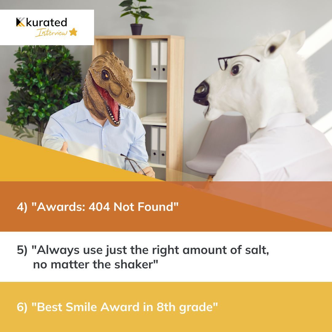 kuratedai's tweet image. 🚨 Funny resume fails are a thing, but you don’t want to be one of them! Kurated Interview has the real resume tips you need to make a lasting impression and stand out in the job market. 🚀

#ResumeFails #JobSearchHumor #ResumeTips #KuratedInterview #CareerAdvice #JobSearch