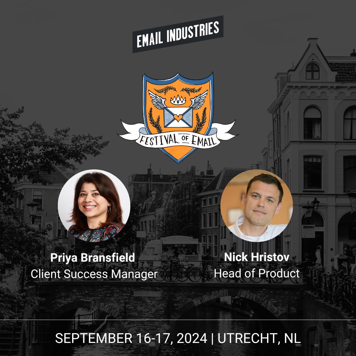 In just a few days Email Industries is coming to Utrecht for <a href="/festivalofemail/">Festival Of Email</a>! 💌

Join Priya and Nick on September 16-17, 2024 and learn more about how Email Industries can help your business. More at: festivalofemail.com

#EmailMarketing #FestivalOfEmail #EmailGeeks