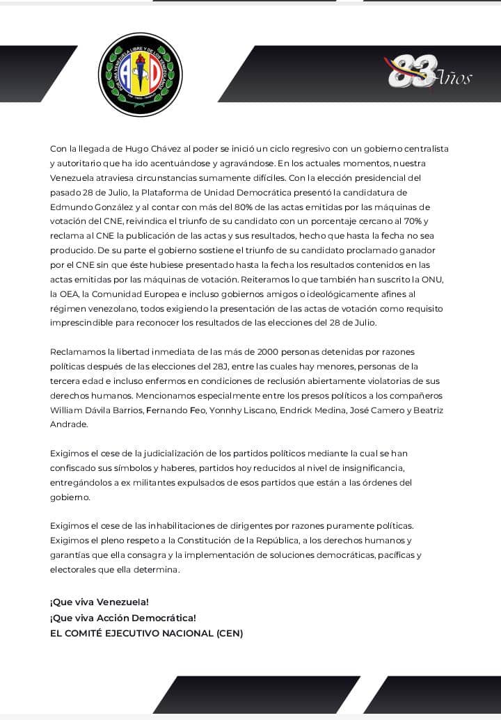 ACCIÓN DEMOCRATICA... 83 años al servicio de los venezolanos!