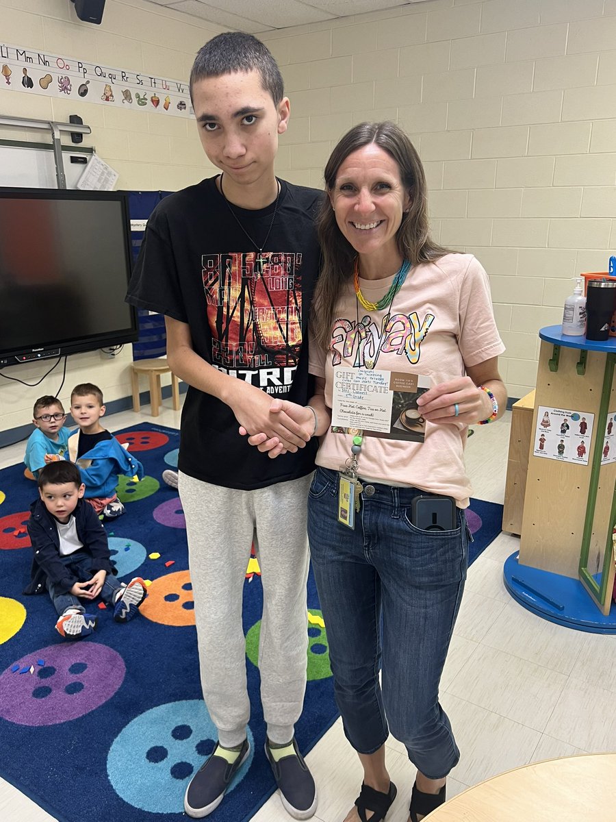 Congratulations to our very first winner ever of #MusicTriviaFriday, <a href="/ConnellsCrew/">Mrs. Connell</a>!!! Run by the 8th grade class during morning announcements. She was caller #3 and won a coffee cart gift certificate! 🎶🏆 <a href="/FSDVikings/">Farmingdale School</a> <a href="/FSDProchnow/">Mrs. Prochnow</a> <a href="/FSD_MrsConklin/">Mrs. Conklin</a>
