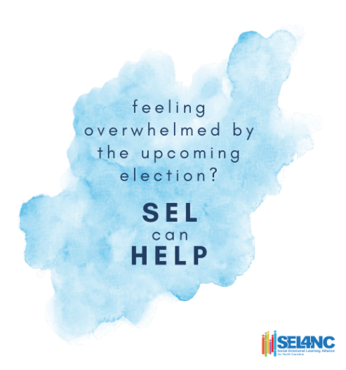 SEL4NC's tweet photo. For some, elections can lead to emotional fatigue. If you're unsure of how to prepare to vote this fall, SEL4NC can help! The SEL4NC “Voting with Values” series can help individuals identify core values and how they may align with candidates running this year. #SELcanHelp https://t.co/MgRUawn7ax