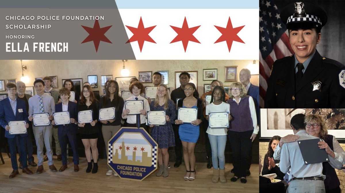 CPDFoundation's tweet photo. This weekend, we honor the 28 HS student recipients of the 2024 CPF Scholarship Honoring Ella French. We are thrilled that Mrs. Elizabeth French will again join us to present each student with the award in her daughter's name. 
#EllaFrench #CPF 
@Lighttheline
@Chicago_Police https://t.co/urAjSpDGxr