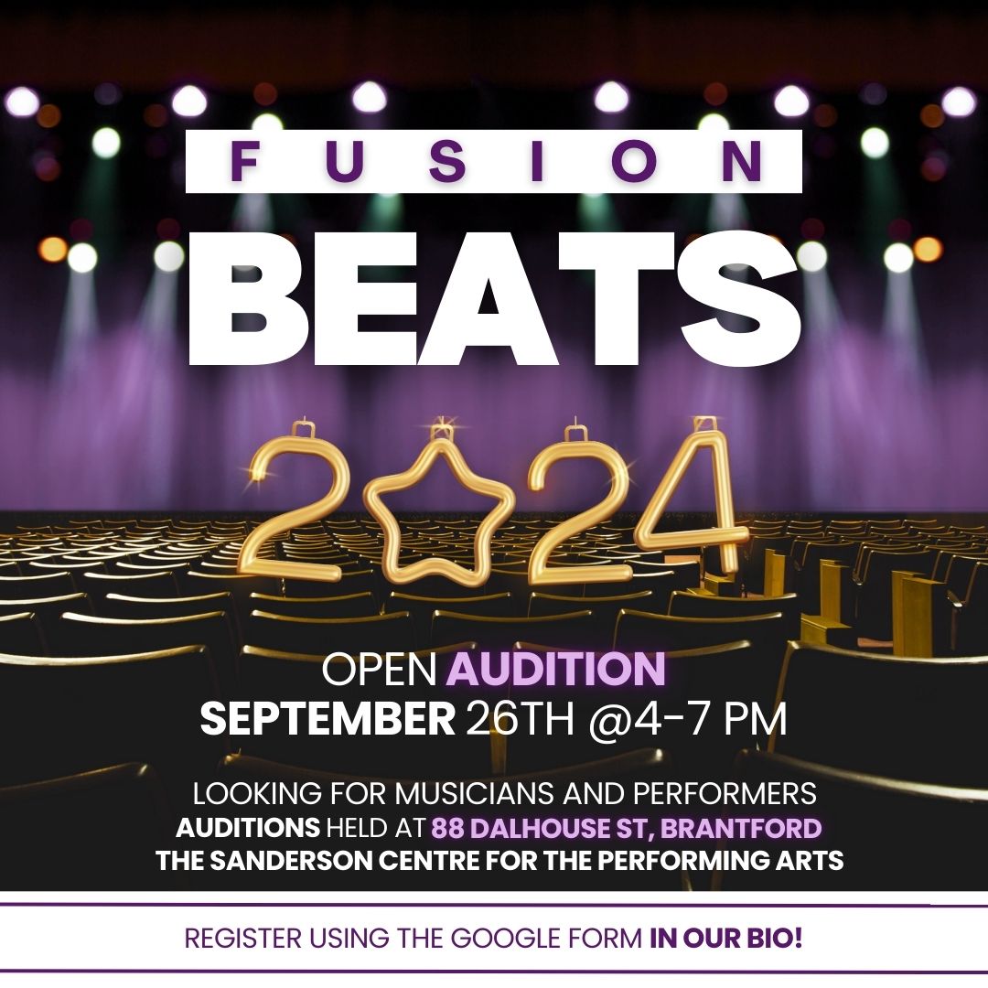 Calling all musicians and performers! 🎤

Get ready to showcase your talent at Fusion Beats 2024! Open to singers, instrumentalists, dancers, and performers.

Open audition is on Sept. 26 from 4-7 p.m. at the Sanderson Centre.

Register: ow.ly/14EM50Tl48O