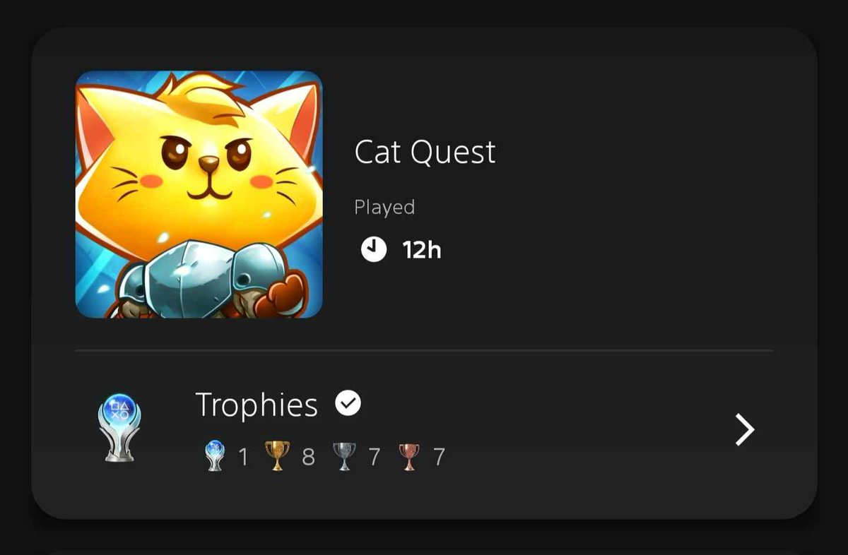 Platinum trophy #89: Cat Quest

Cosy, fun en cute RPG met veel te veel puns 😅
Speelt lekker weg. Niet te groot of te lang.  Leuk tussendoortje.