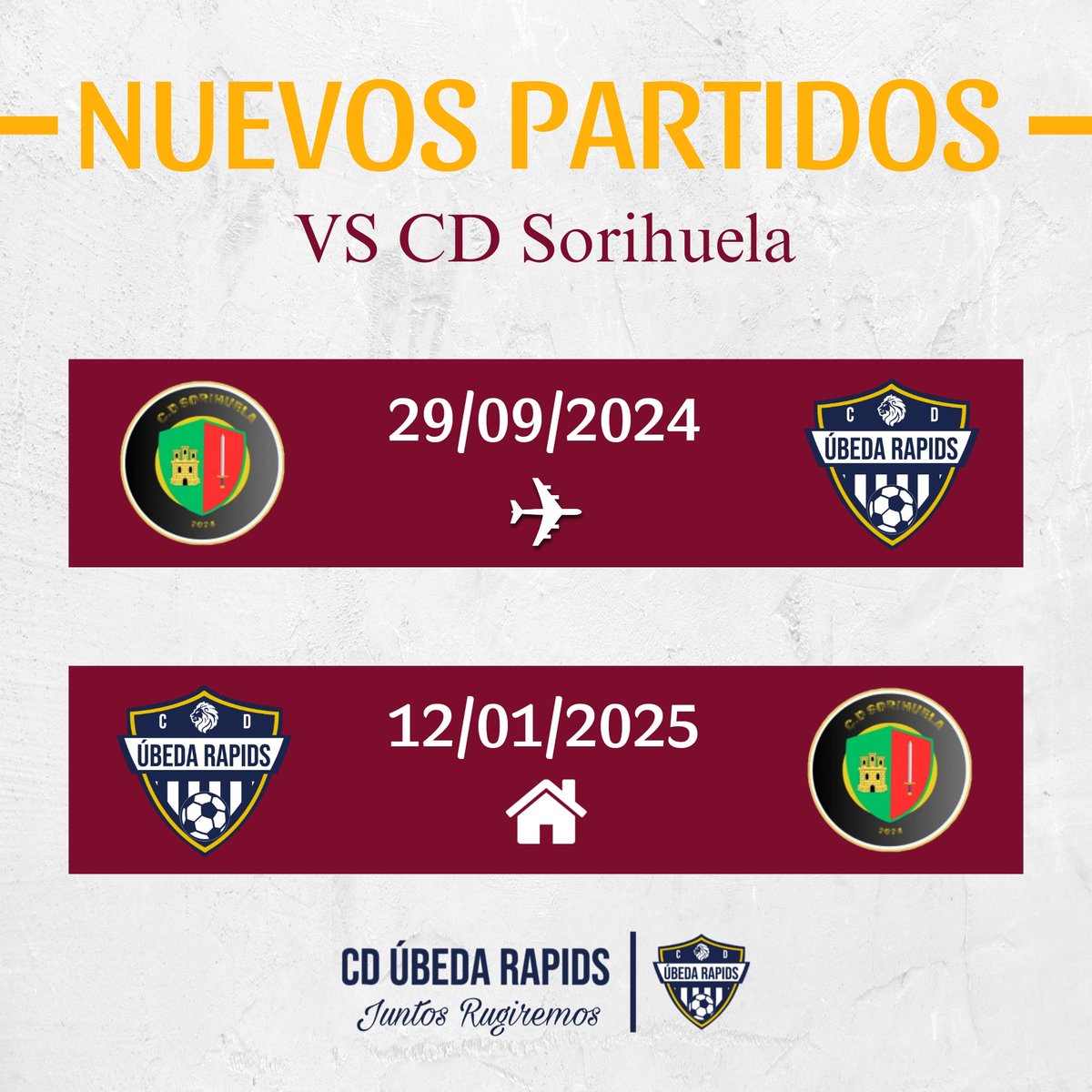 📆🇱🇻| 𝗖𝗔𝗟𝗘𝗡𝗗𝗔𝗥𝗜𝗢 𝗔𝗖𝗧𝗨𝗔𝗟𝗜𝗭𝗔𝗗𝗢

Tras la incorporación del CD Sorihuela del Guadalimar a nuestra liga, finalmente no se descansarán las jornadas 3 y 14.

JORNADA 3 🆚 CD Sorihuela ✈️ 29/09
JORNADA 14 🆚 CD Sorihuela 🏠 12/01

Les deseamos la mayor de las suertes