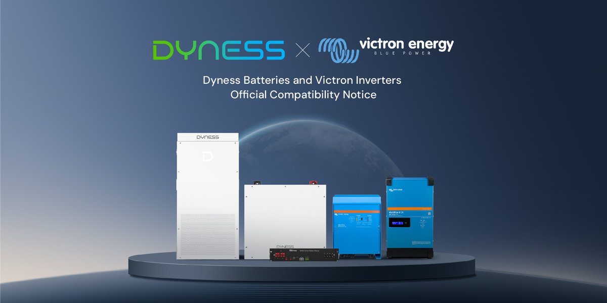 DynessESS's tweet image. #OfficialCompatibility
 Exciting News! 🌟 📣#Dyness is thrilled to announce the official compatibility between Dyness batteries and #Victron inverters! 
👉Read more details: victronenergy.com/live/battery_c… #Dyness #RenewableEnergy #PowerSolutions #solarinverters