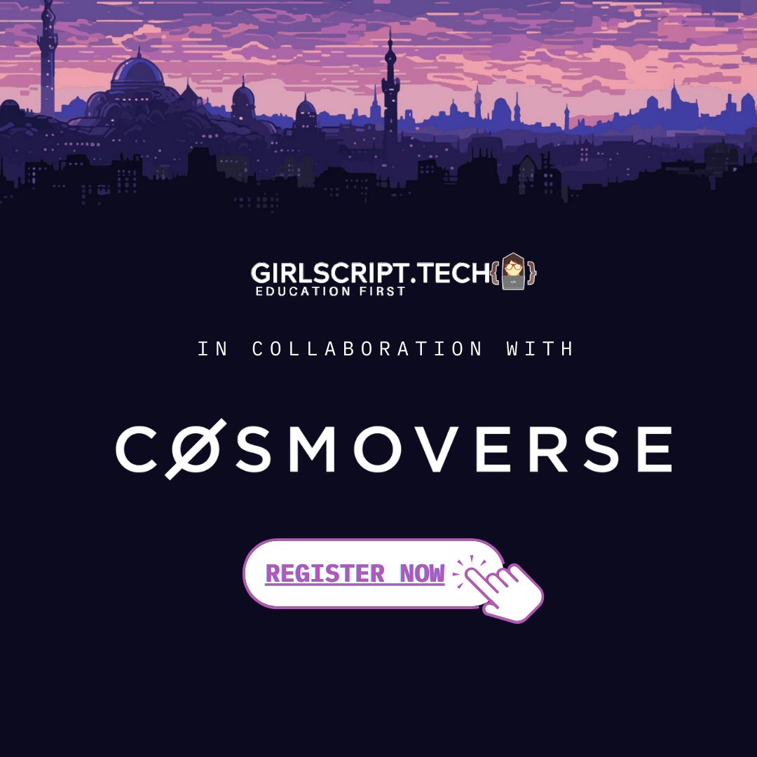 GirlScript Foundation (@girlscript1) on Twitter photo GirlScript Foundation has collaborated with <a href="/CosmoverseIndia/">Cosmos India | Sep 16 - Oct 13</a> to provide an amazing opportunity for the developers ⚡
🚀 Calling all Developers!
Join the Cosmos India Program—a 4-week journey into the Cosmoss ecosystem, powered by Cosmoverse and supported by GirlScript! 🌍 Taking GirlScript Foundation has collaborated with <a href="/CosmoverseIndia/">Cosmos India | Sep 16 - Oct 13</a> to provide an amazing opportunity for the developers ⚡
🚀 Calling all Developers!
Join the Cosmos India Program—a 4-week journey into the Cosmoss ecosystem, powered by Cosmoverse and supported by GirlScript! 🌍 Taking